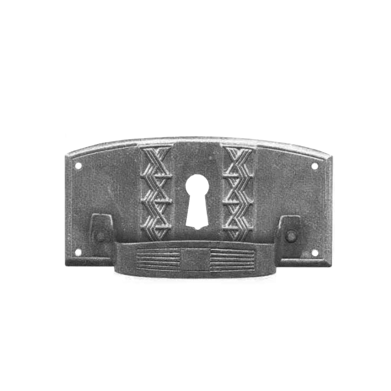 Jugendstil Möbelschild geprägt Messing MPA 100 x 48mm mit Griff und Schlüsselloch Serie JU128 Bild1