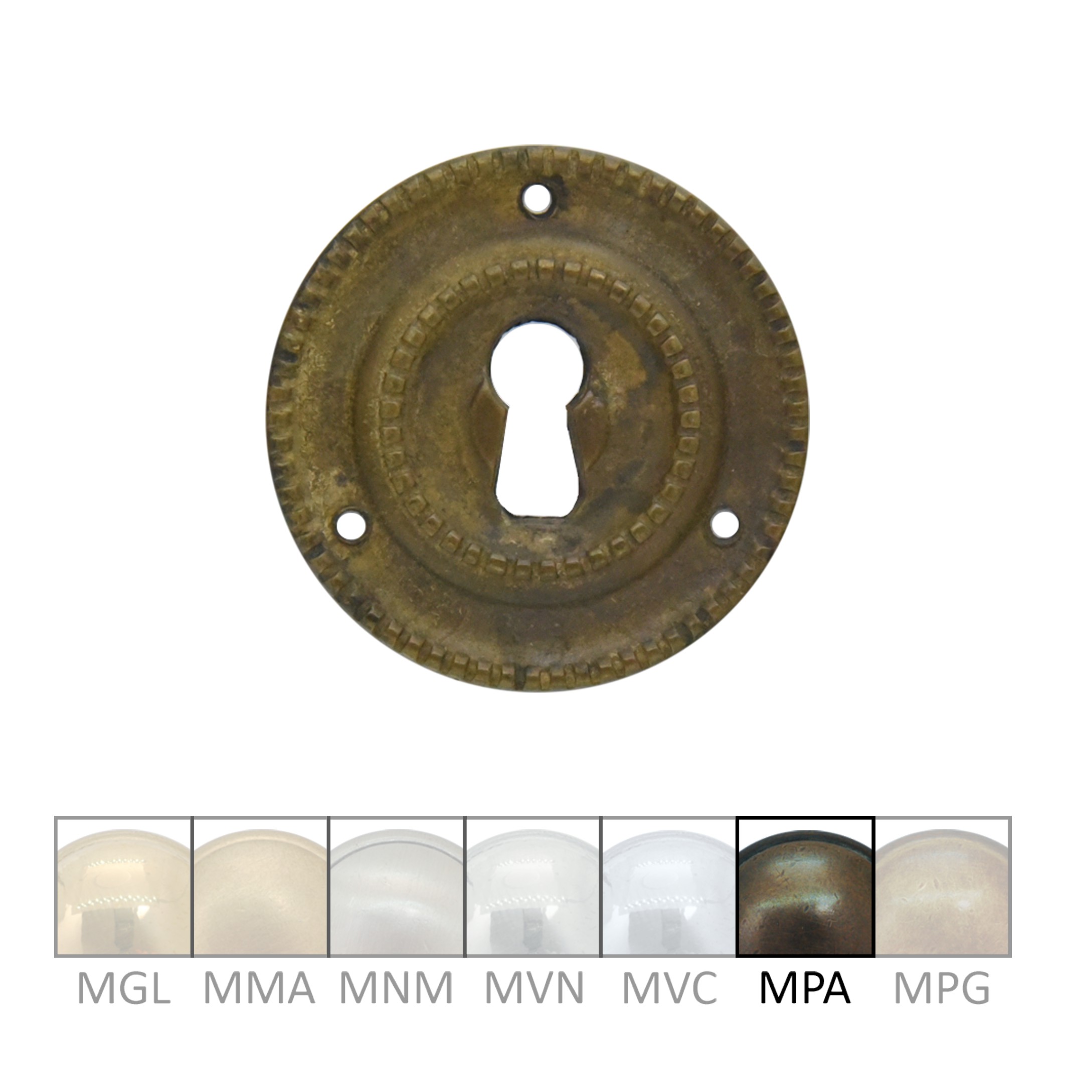 Klassizismus Möbelschild Messingguss MPA D45mm Schlüsselloch Serie KL025 Bild1