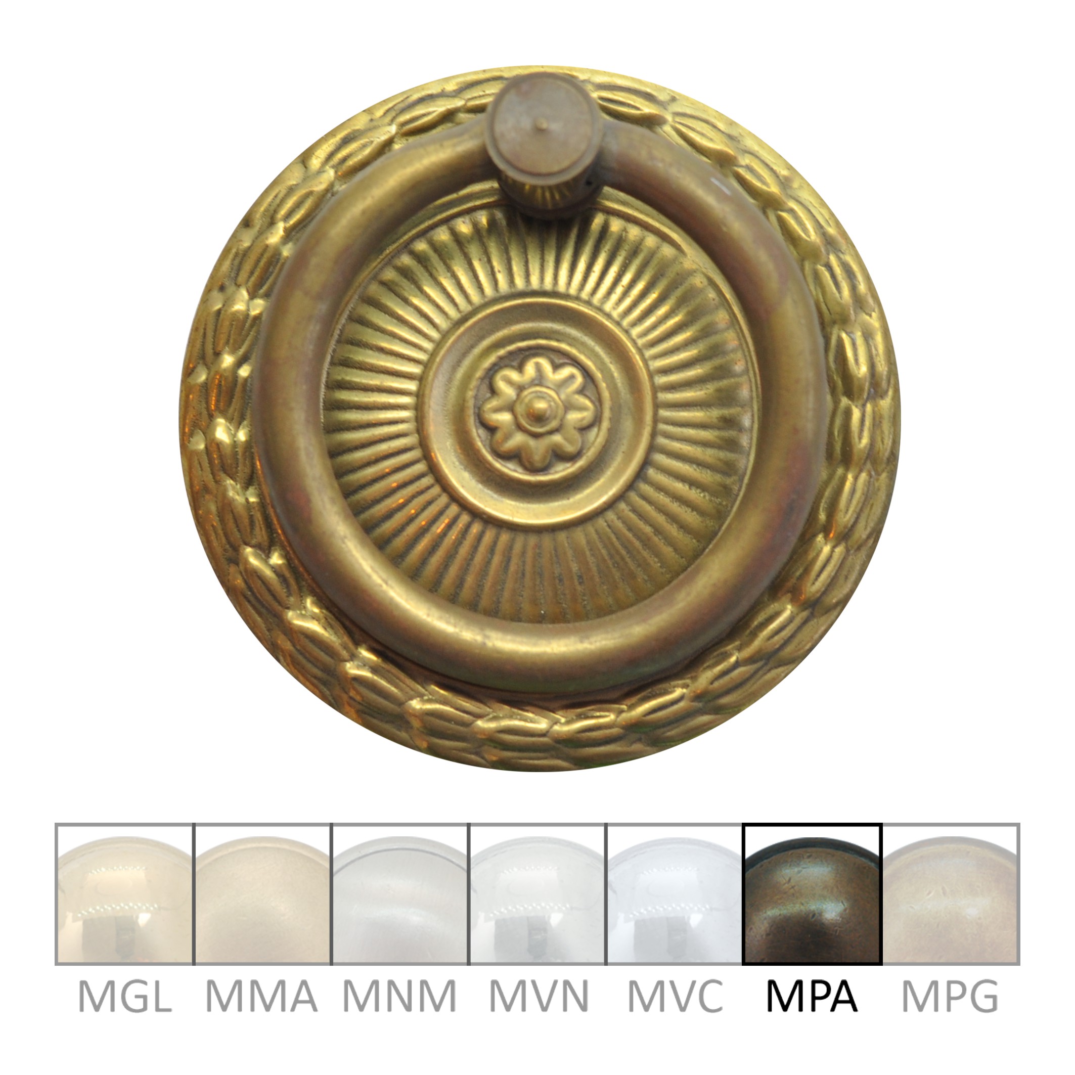 Klassizismus Möbelschild geprägt Messing MPA D55mm Griff Serie KL088 Bild1