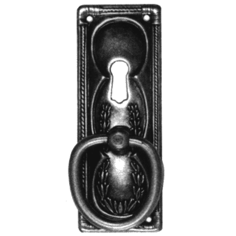 Jugendstil Möbelschild Messing altsilber mit Griff und Schlüsselloch Serie JU030 Bild1