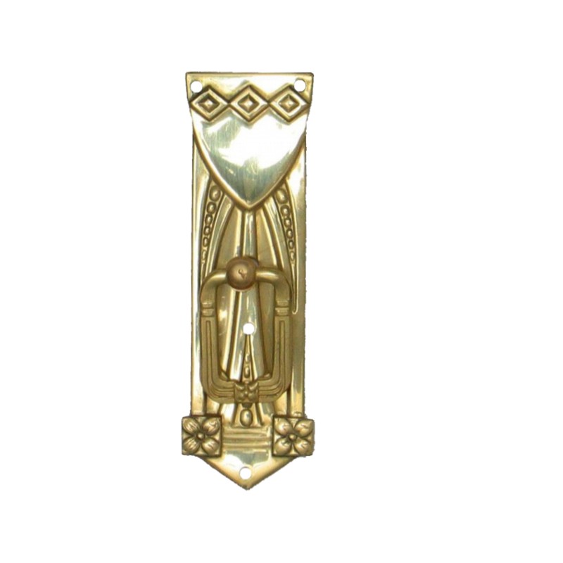 Jugendstil Möbelschild geprägt Messing MGL 27 x 80mm mit Griff Serie JU010 Bild1