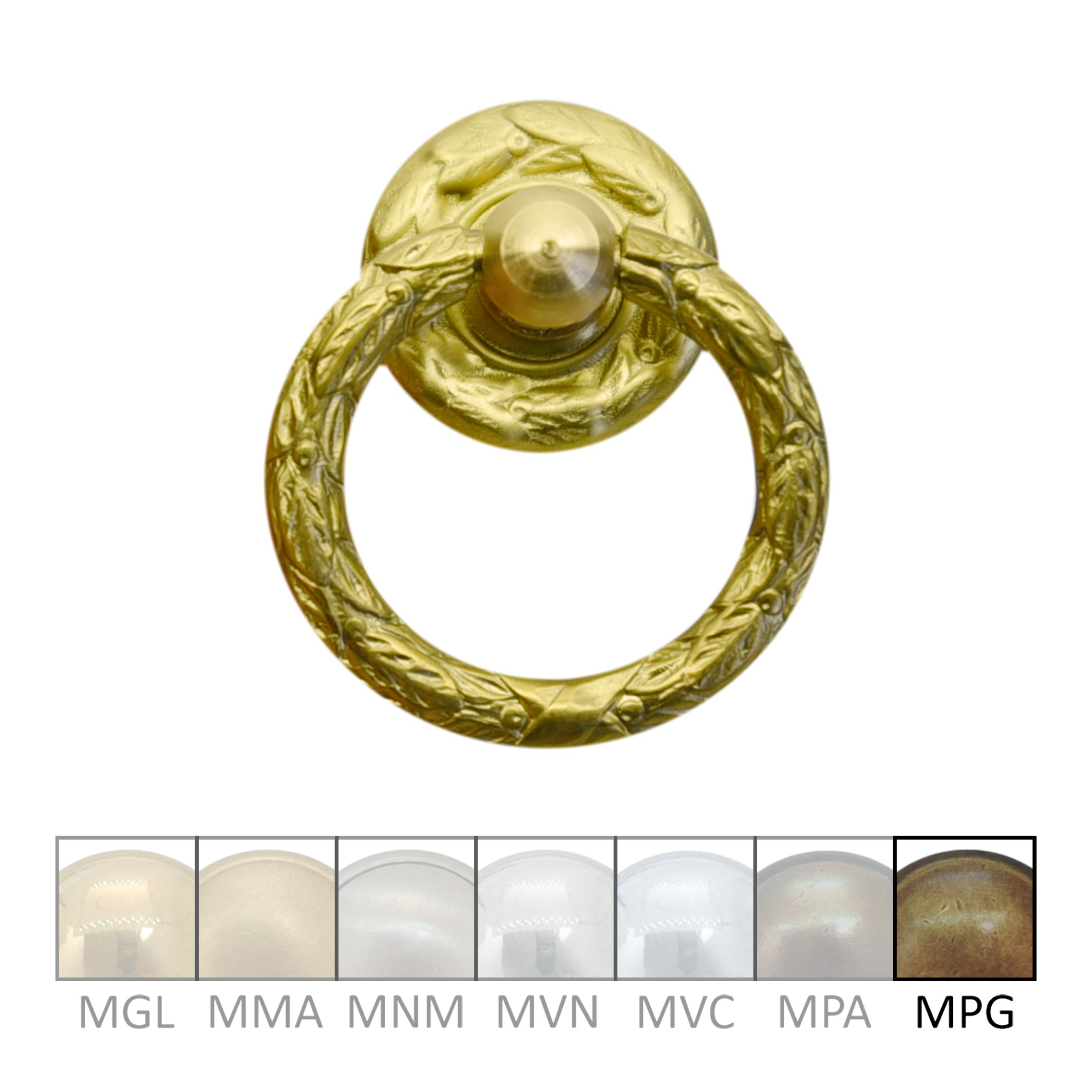 Klassizismus Ring D40mm mit Griff mit Platte Messing MPG D40mm mit Griff Serie KL002 Bild1