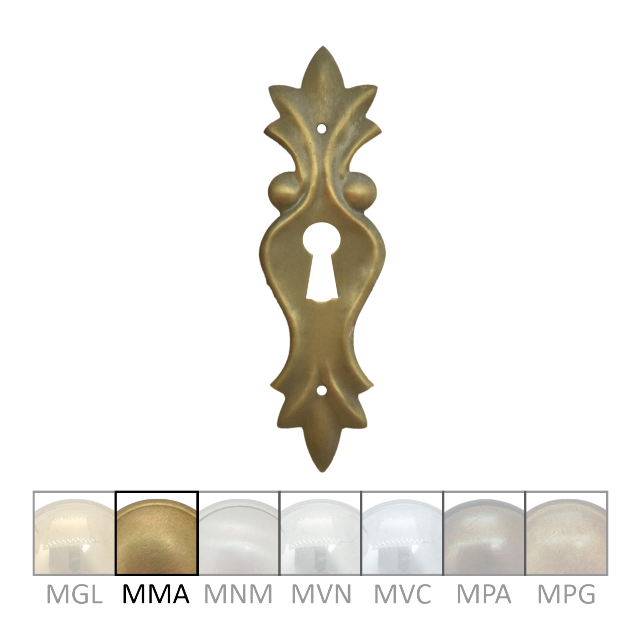 Barock Schlüsselschild 100 x 30mm mit Schlüsselloch, Messing MMA Serie BA006 Bild1