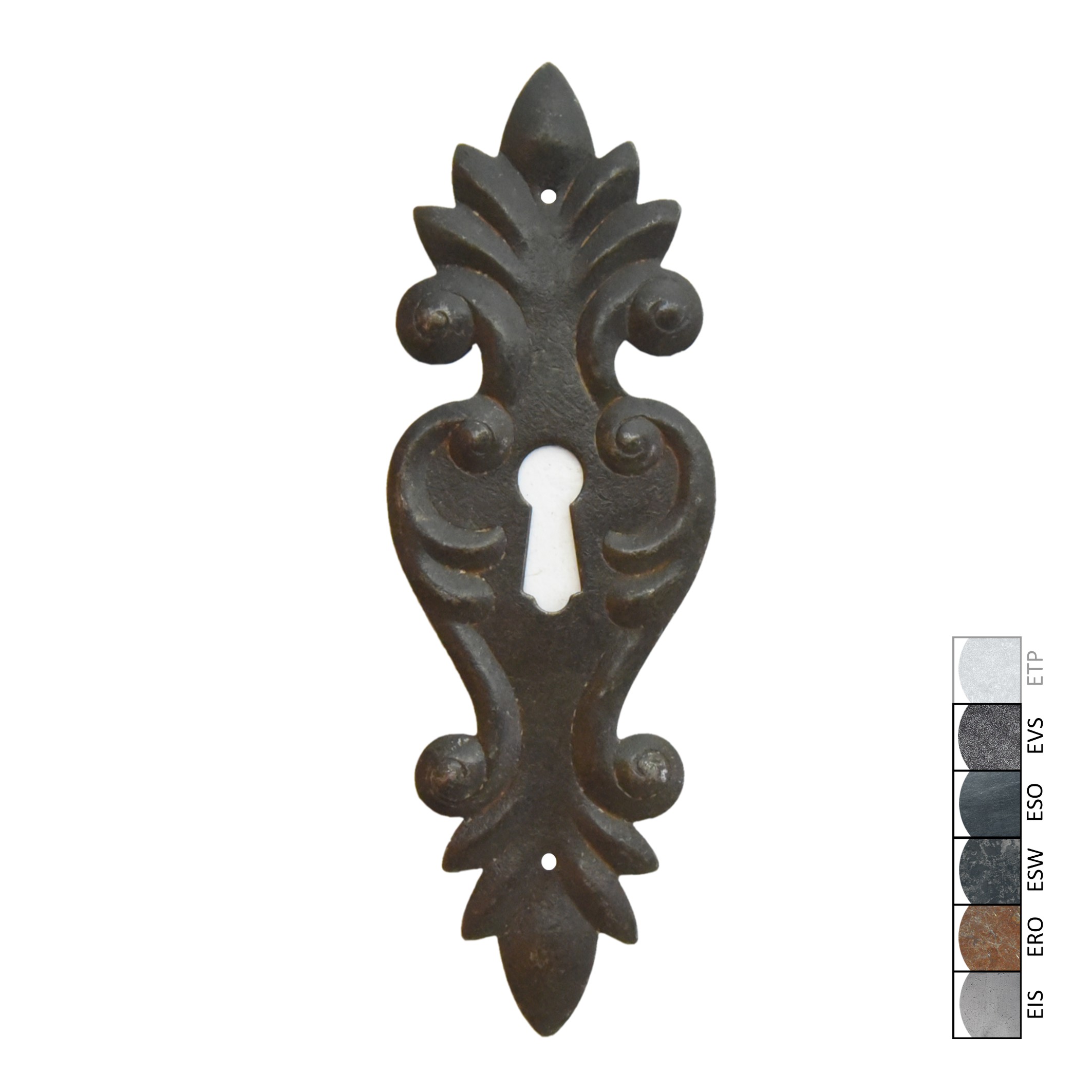 Barock Schlüsselschild 130 x 45mm mit Schlüsselloch, Eisen Serie BA008 Bild1