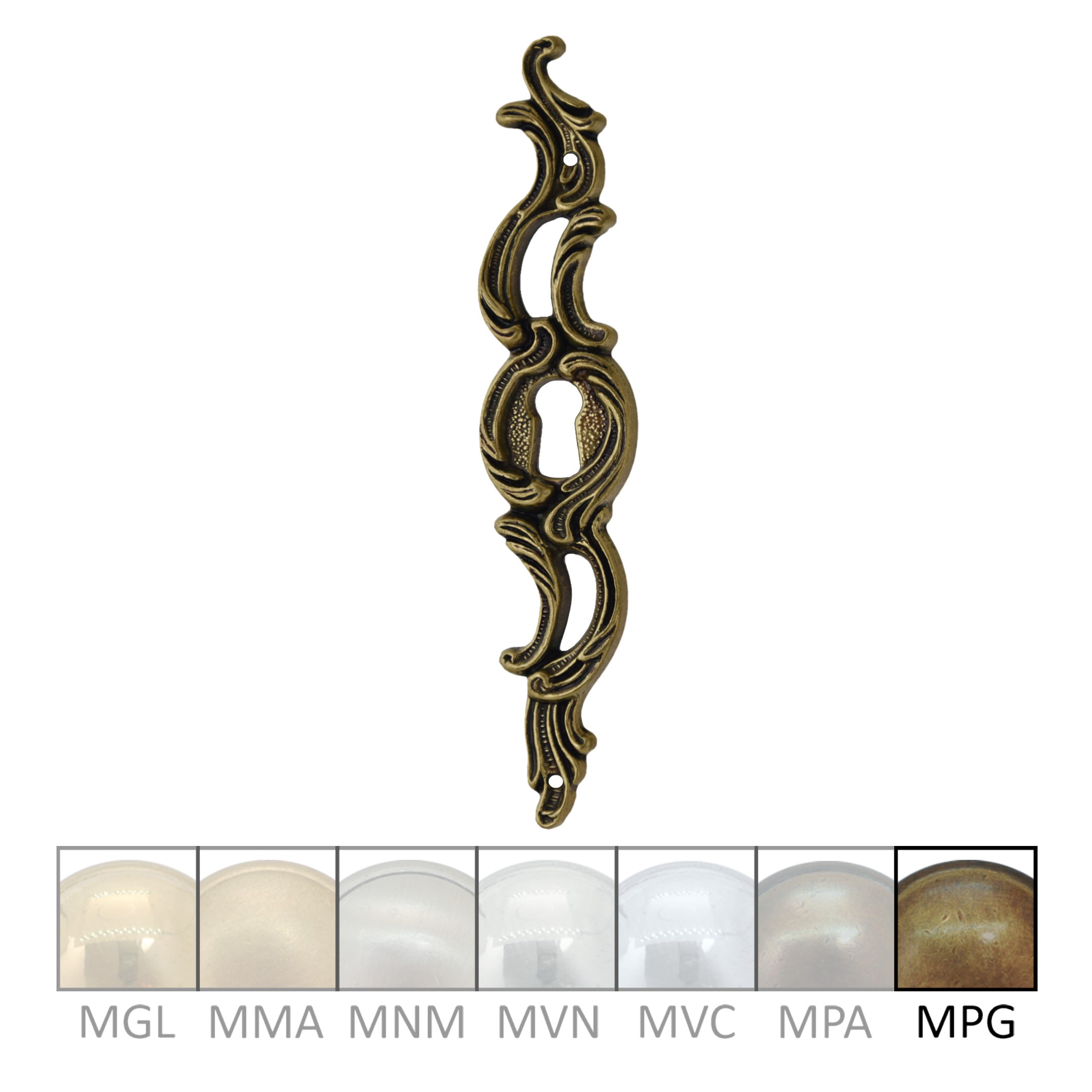 Klassizismus Möbelschild geprägt Messing MPG 28x131mm mit Schlüsselloch Serie KL155 Bild1