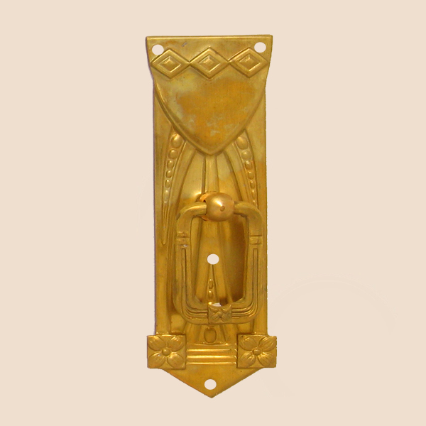 Jugendstil Möbelschild geprägt Messing MPG 27 x 80mm mit Griff Serie JU010 Bild1