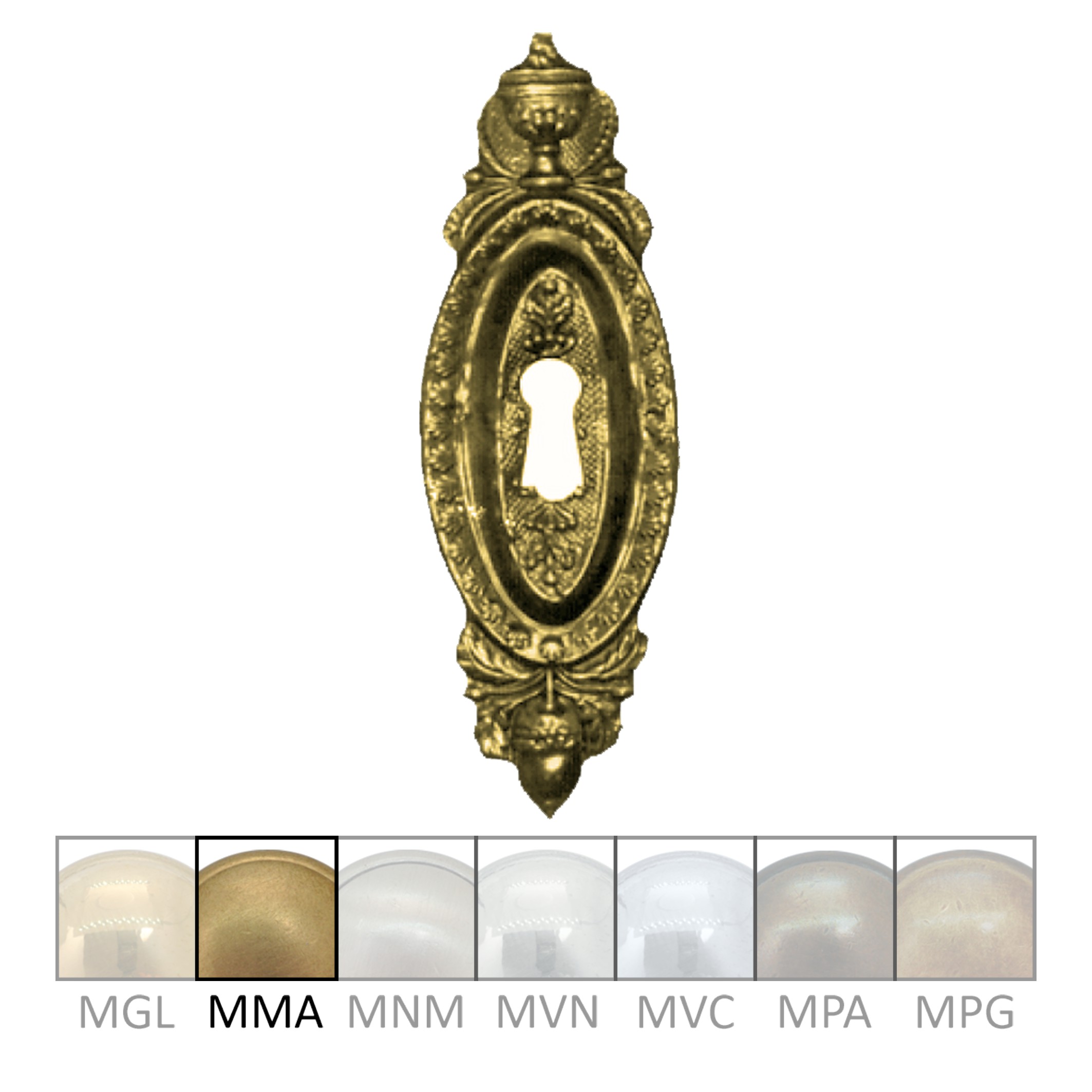 Klassizismus Möbelschild geprägt Messing MMA 43x125mm mit Schlüsselloch Serie KL056 Bild1
