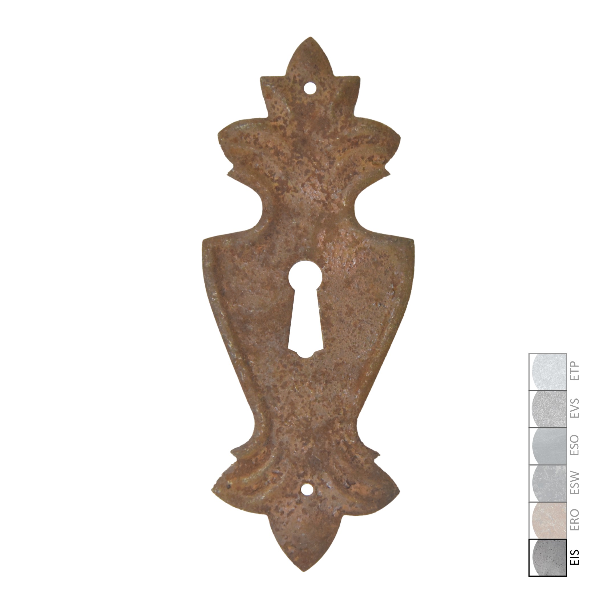 Barock Schlüsselschild 53 x 130mm mit Schlüsselloch, Eisen Serie BA025 Bild1