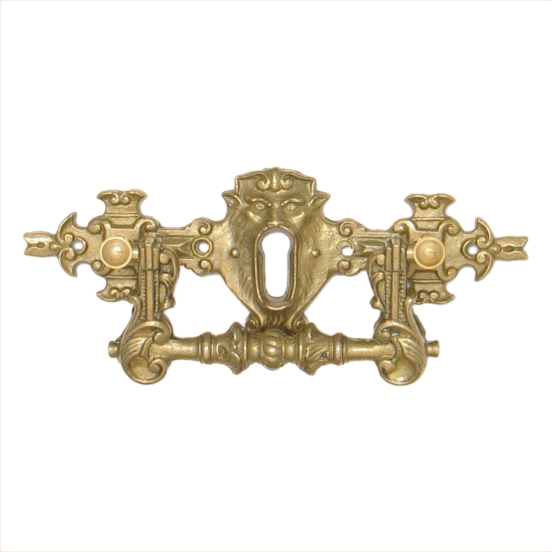 Historismus Möbelschild gegossen Messing MMA 110 x 42mm mit Griff und Schlüsselloch Serie HI003 Bild1