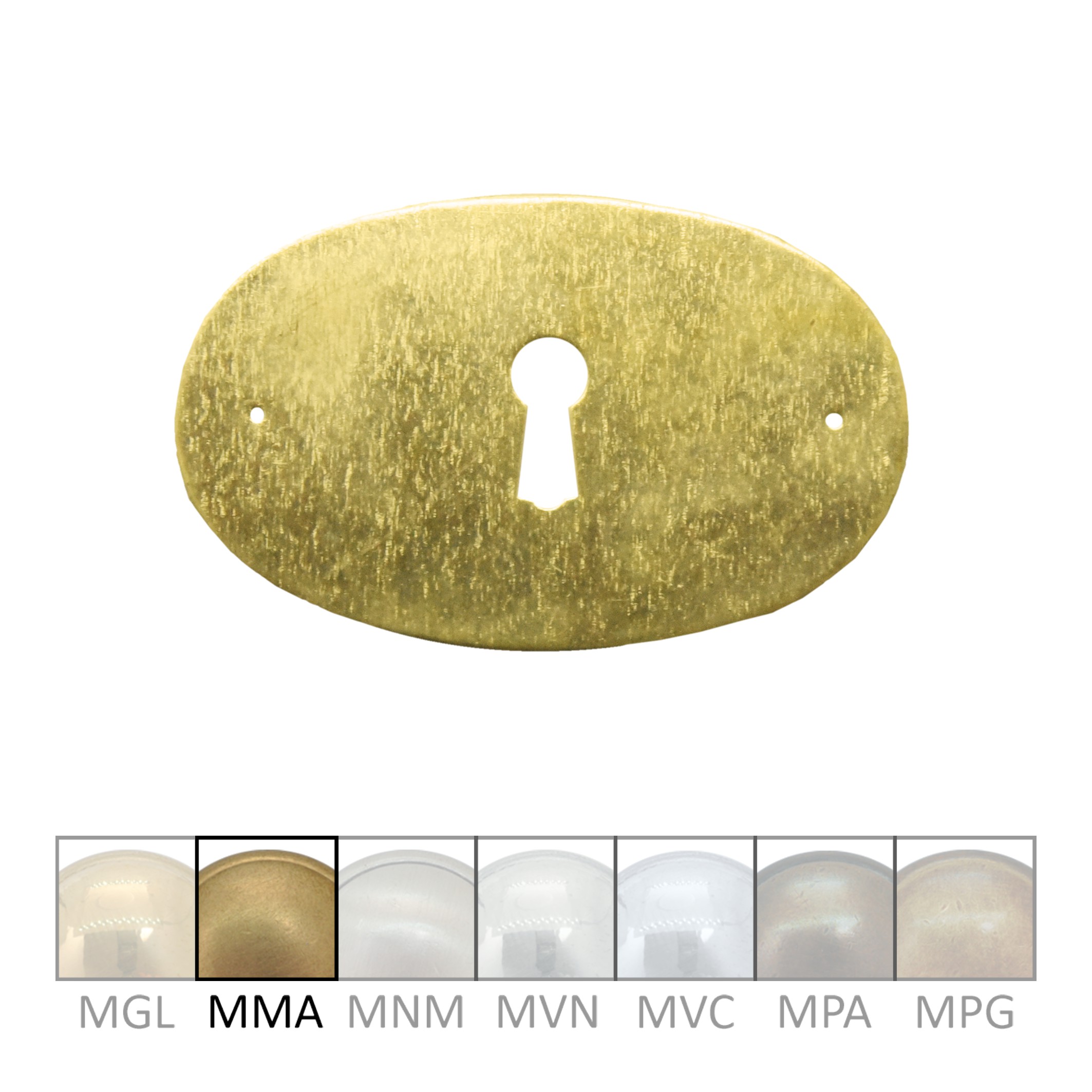 Klassizismus Möbelschild geprägt Messing MMA 68x45mm mit Schlüsselloch Serie KL005 Bild1
