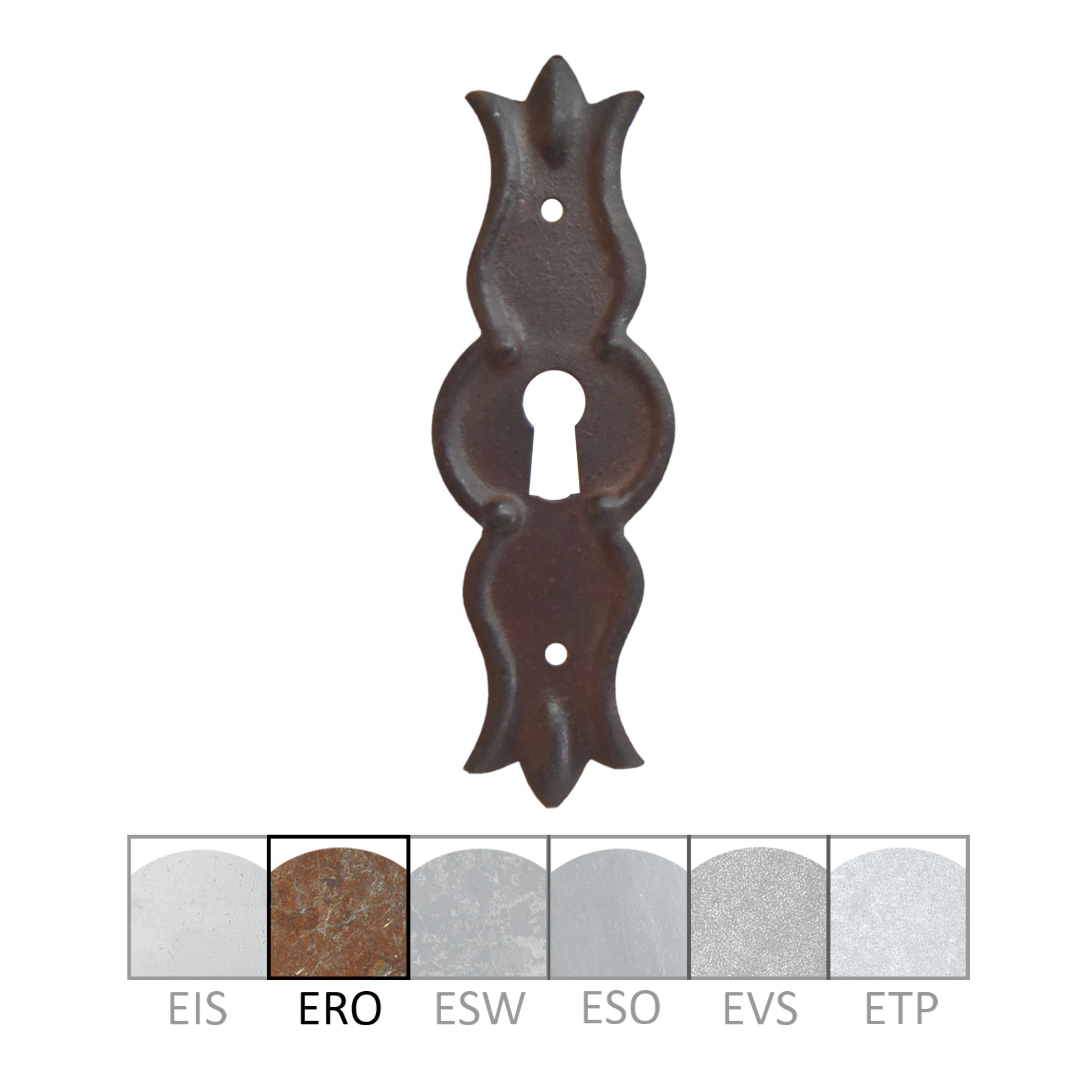 Barock Schlüsselschild 100 x 30mm mit Schlüsselloch, Eisen Serie BA005 Bild1