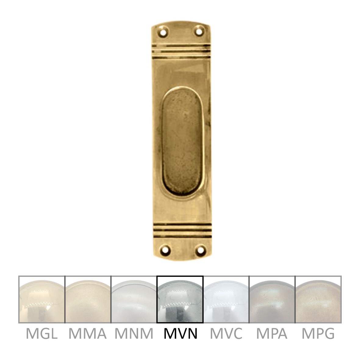 Schiebetürgriffmuschel Messing vernickelt MVN 150x38mm Serie SG017 Bild1