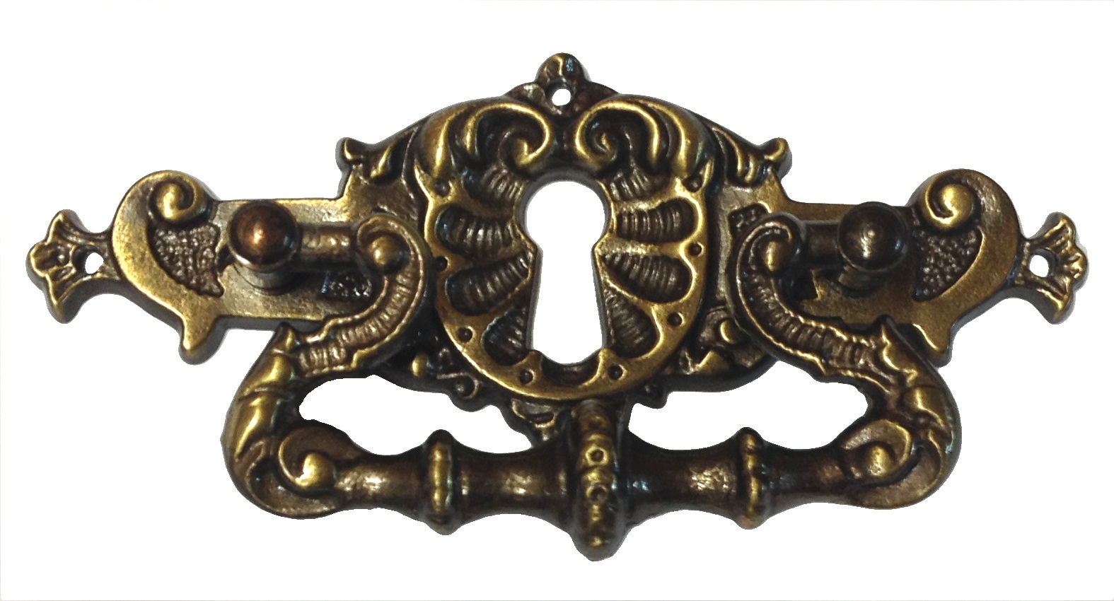Historismus Möbelschild gegossen Messing MPG 92 x 36mm mit Griff und Schlüsselloch Serie HI005 Bild1