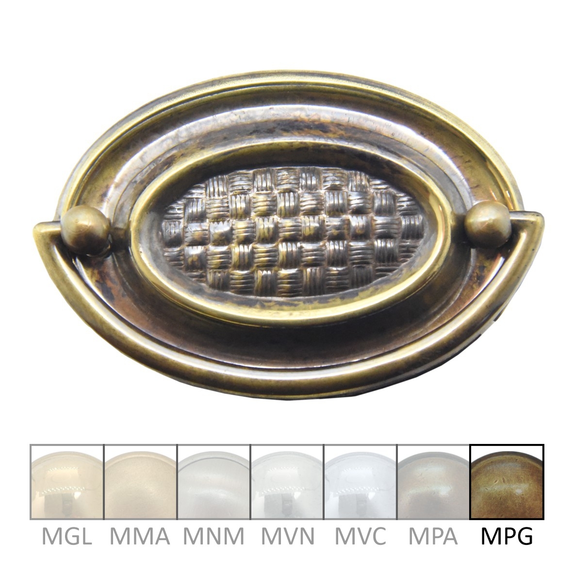 Klassizismus Möbelschild geprägt Messing MPG 85x60mm mit Griff Serie KL105 Bild1