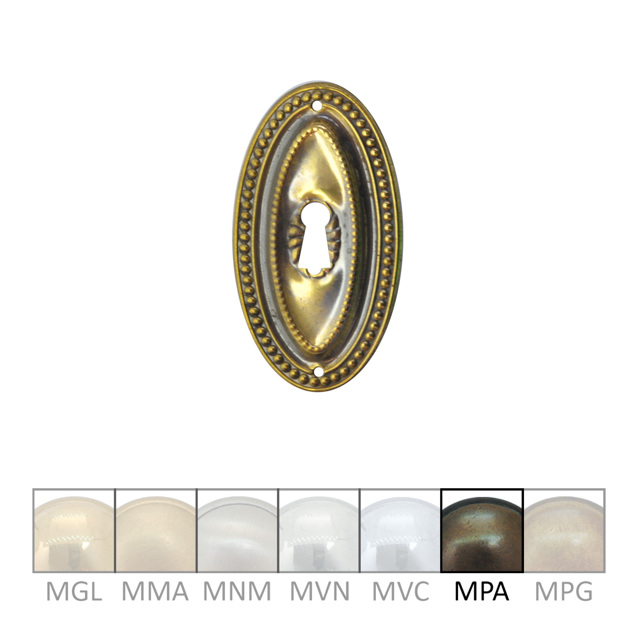 Klassizismus Möbelschild geprägt Messing MPA 36x67mm mit Schlüsselloch Serie KL082 Bild1