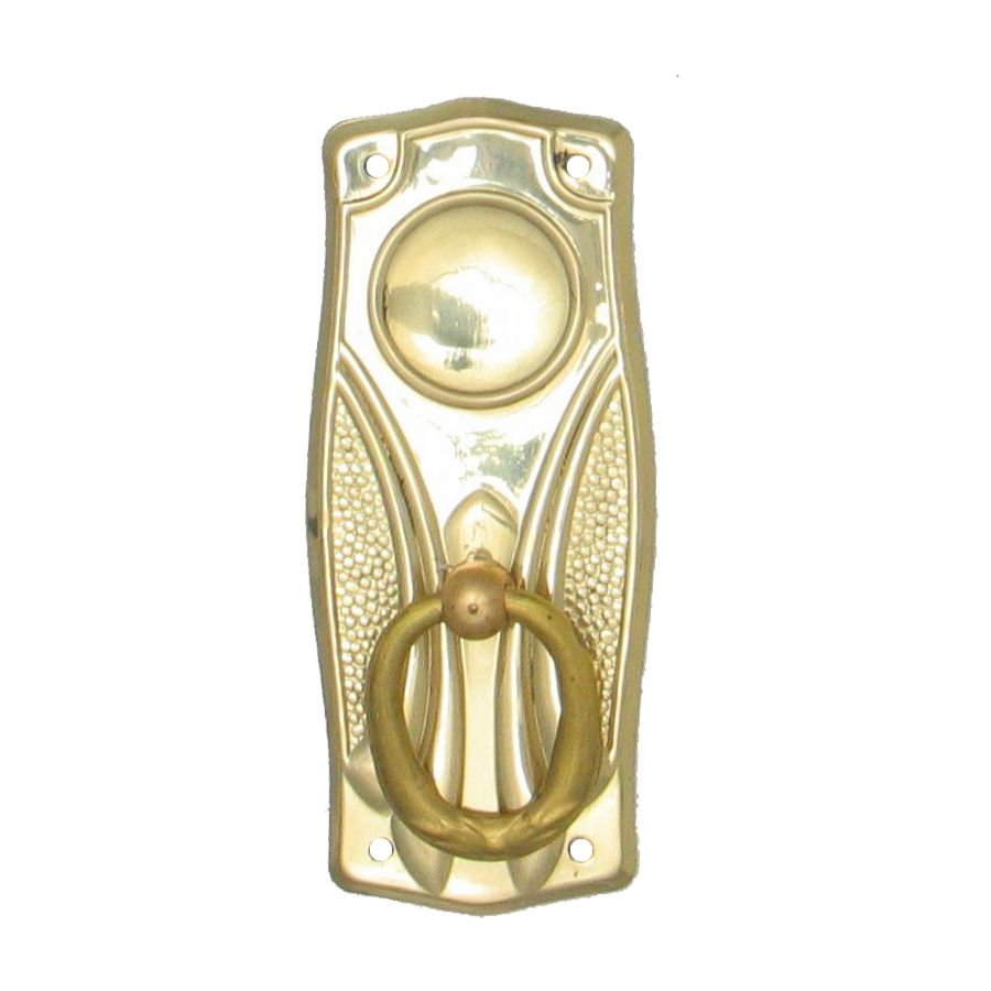Jugendstil Möbelschild geprägt Messing MGL 28 x 70mm mit Griff Serie JU017 Bild1