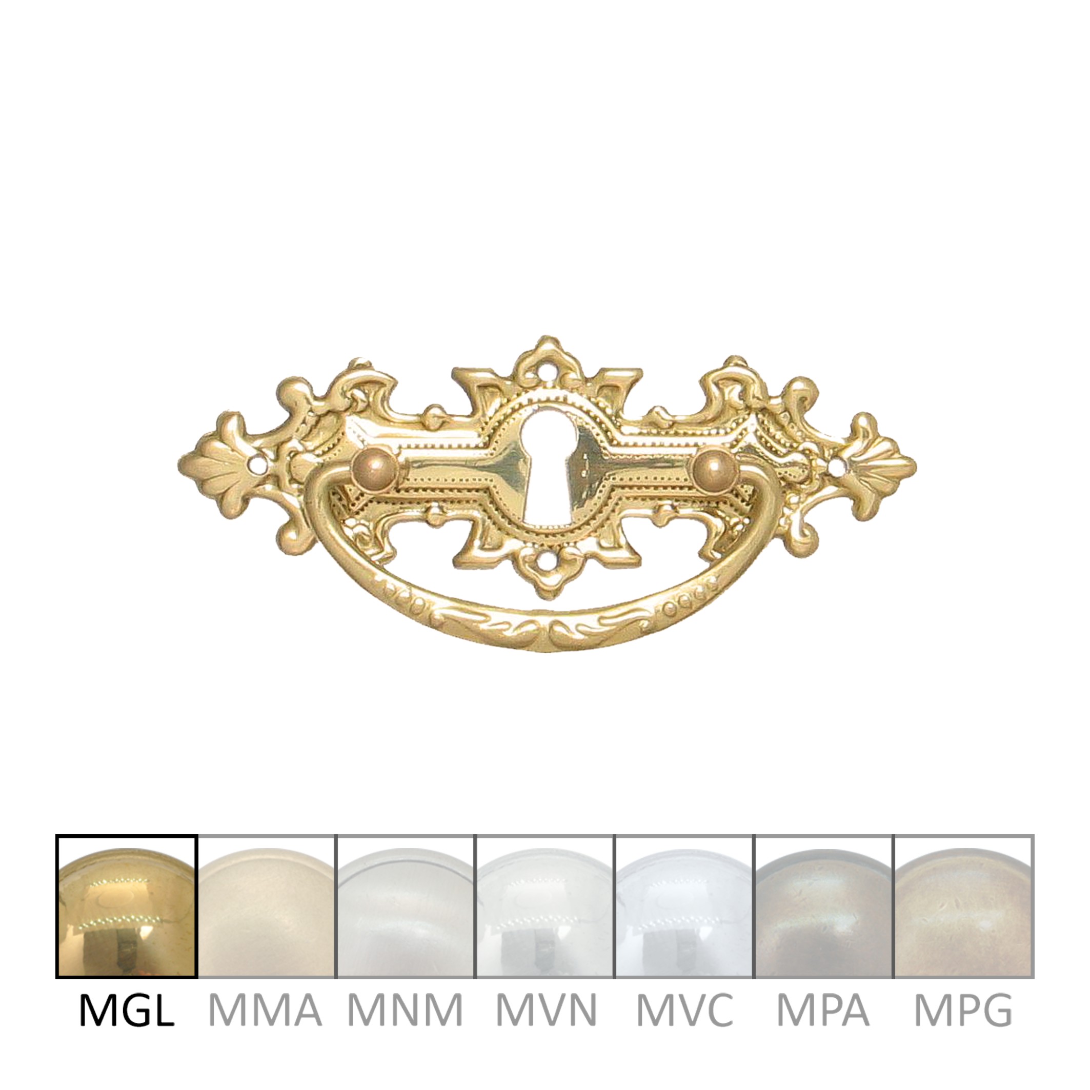 Historismus Möbelschild geprägt Messing MGL 95 x 34mm mit Griff und Schlüsselloch Serie HI002 Bild1