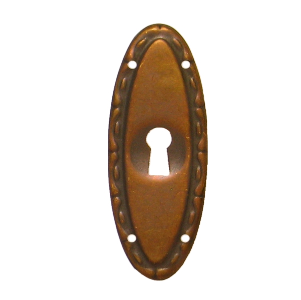 Jugendstil Möbelschild Messing MPG 29 x 80mm mit Schlüsselloch Serie JU002 Bild1