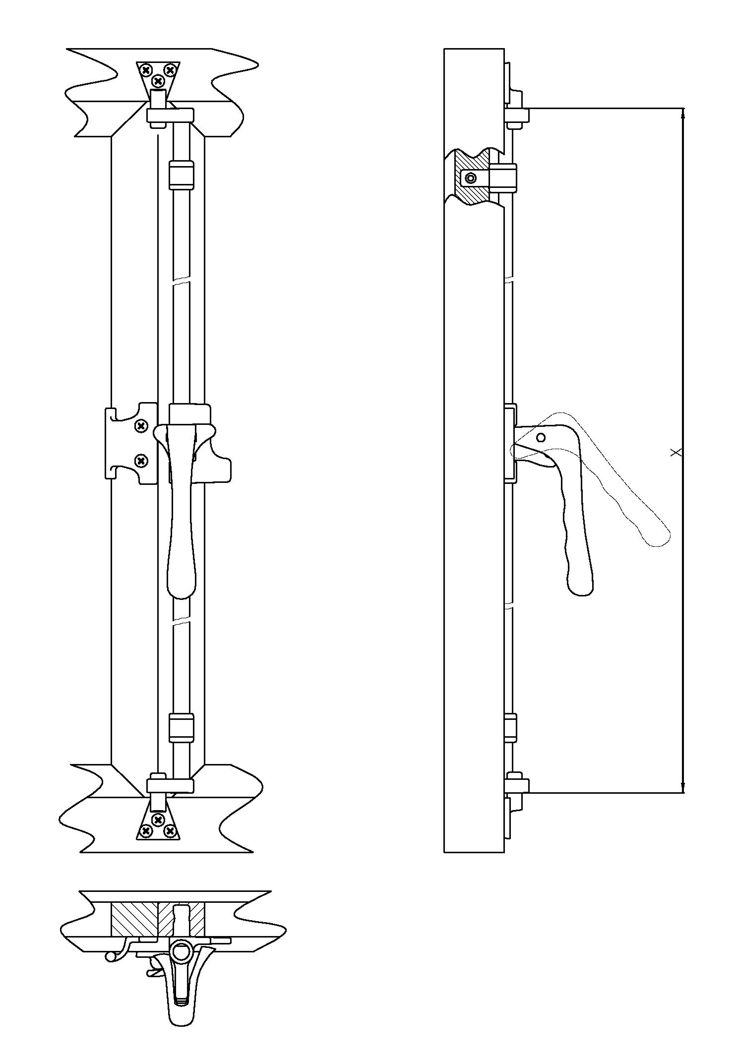 Bremer Fensterdrehstange 2flg auswärts 1300 mm, re der Serie FD005 Bild2 Bremer Fensterdrehstange 2flg auswärts 1300mm, re Messing MNI Serie FD005 Bild2