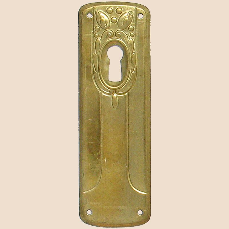 Jugendstil Möbelschild Messing MPG 34 x 105mm mit Schlüsselloch Serie JU015 Bild1