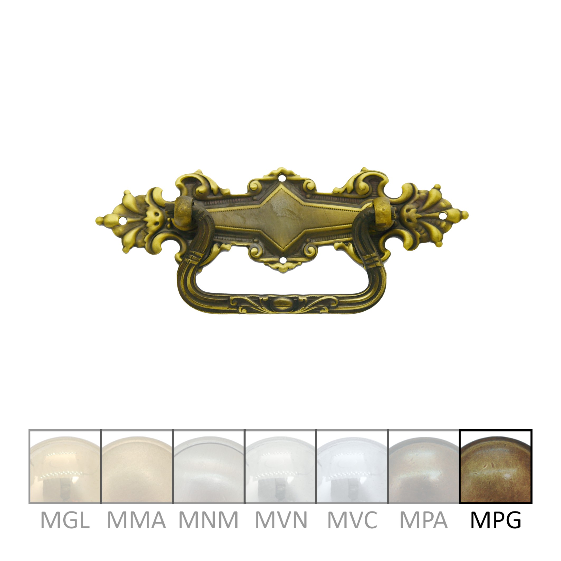 Historismus Möbelschild geprägt Messing MPG 120 X 32mm mit Griff ,Serie HI032 Bild1