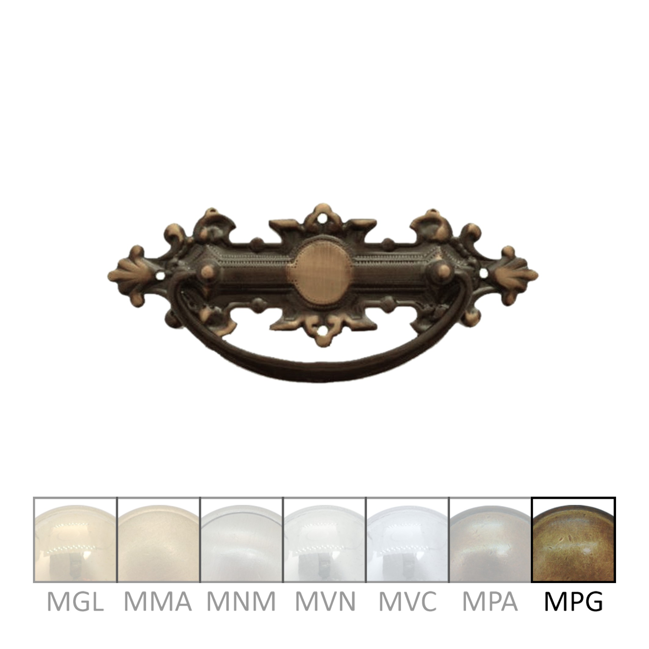 Historismus Möbelschild geprägt Messing MPG 115 x 39mm mit Griff Serie HI002 Bild1