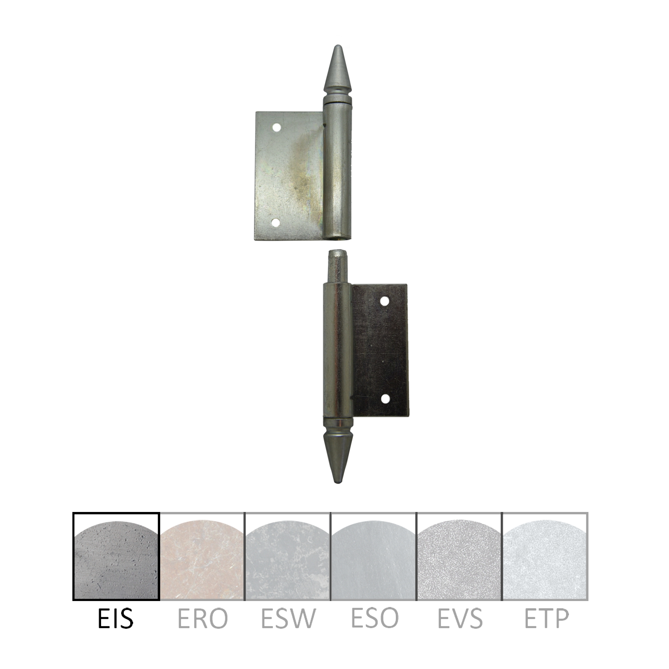 Einstemmband versetzt fester Stift 120mm rechts mit Zierspitze Serie FB034 Bild1
