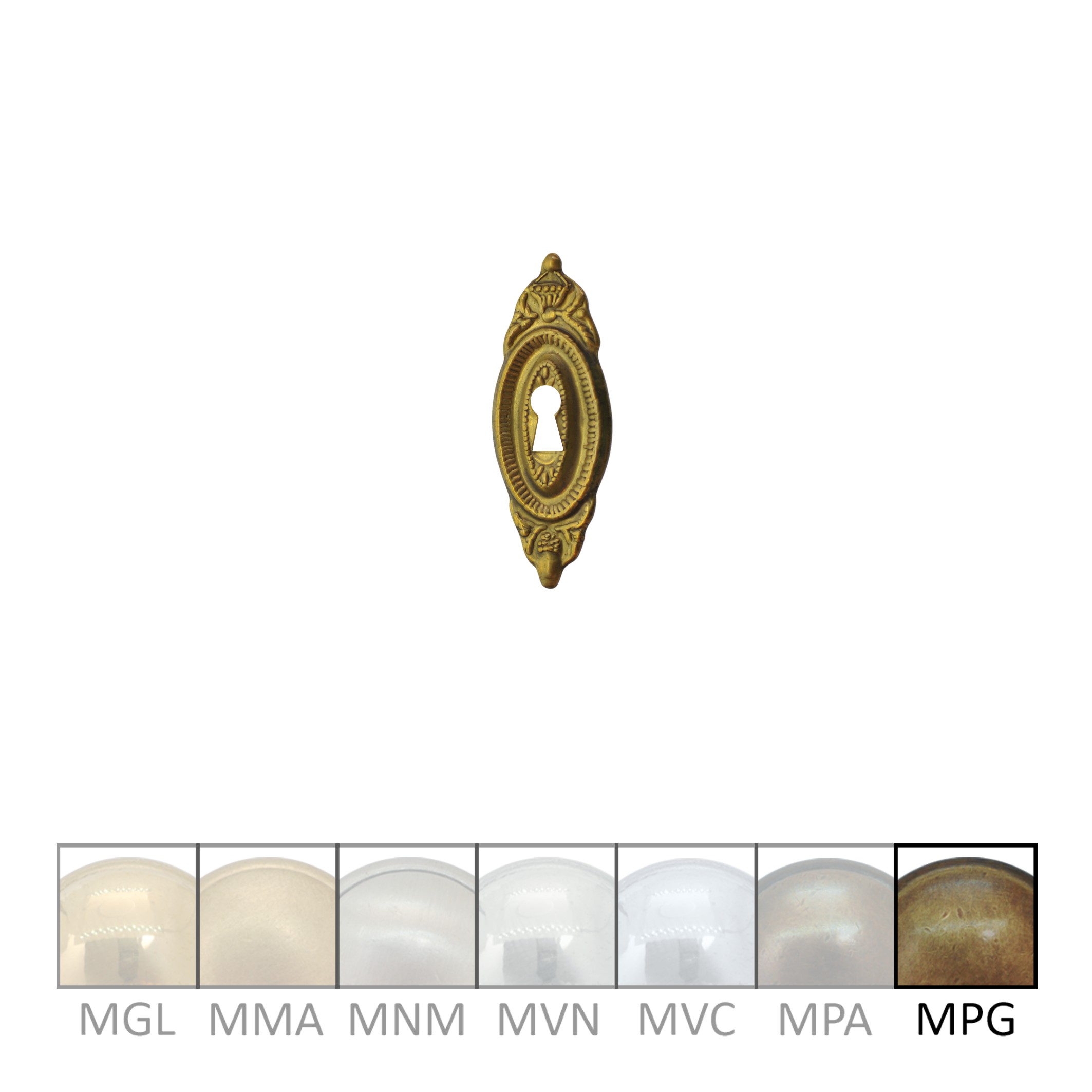 Klassizismus Möbelschild geprägt Messing MPG 20x55mm mit Schlüsselloch Serie KL073 Bild1