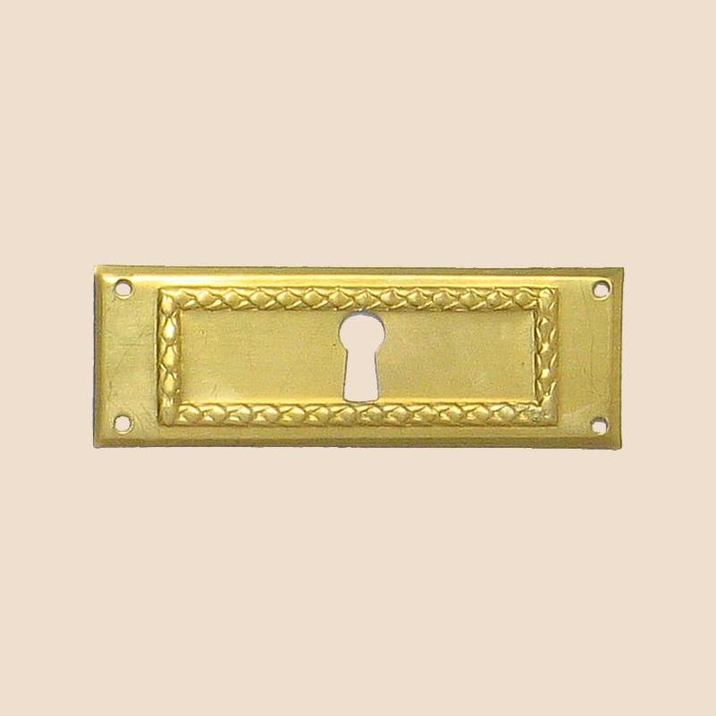 Jugendstil Möbelschild geprägt Messing MPA 79 x 27mm mit Schlüsselloch Serie JU014 Bild1