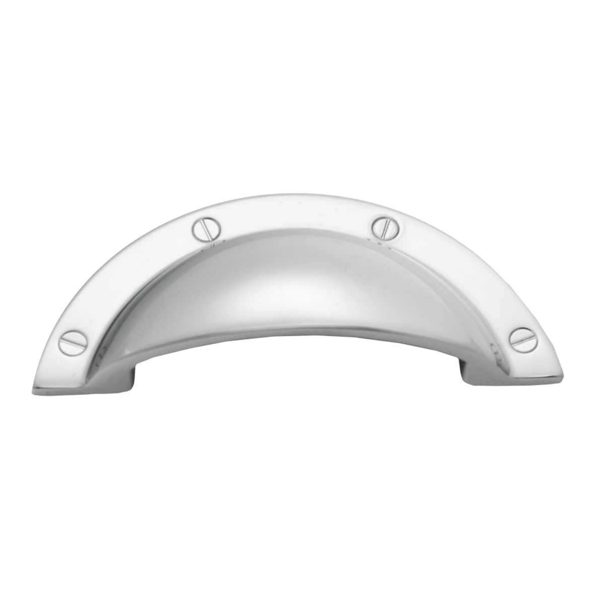 Muschelgriff Halbkreis aus Messing vernickelt mit Schutzlack B X H