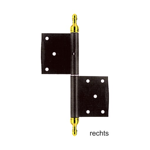 Einstemmband Blendrahmen fester Stift 140mm rechts Eisen schwarz Messing Zierkopf Serie TB006 Bild1