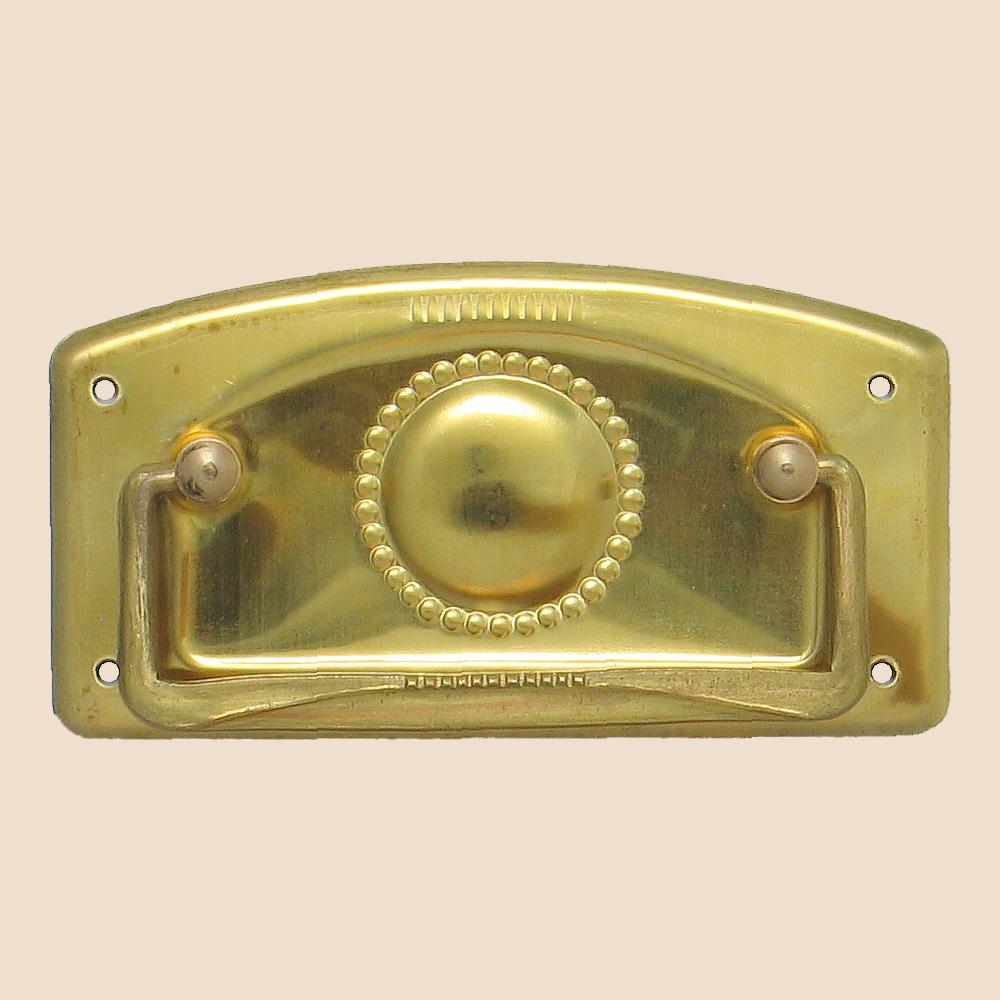 Jugendstil Möbelschild geprägt - Messing glänzend - 89 x 48 mm der Serie JU007 Bild1 Jugendstil Möbelschild geprägt Messing MGL 89 x 48mm mit Griff Serie JU007 Bild1