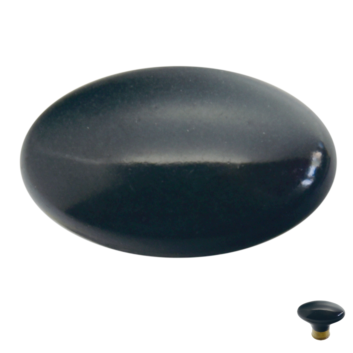 Porzellanknopf schwarz oval 42x25mm Serie KN226 Bild1