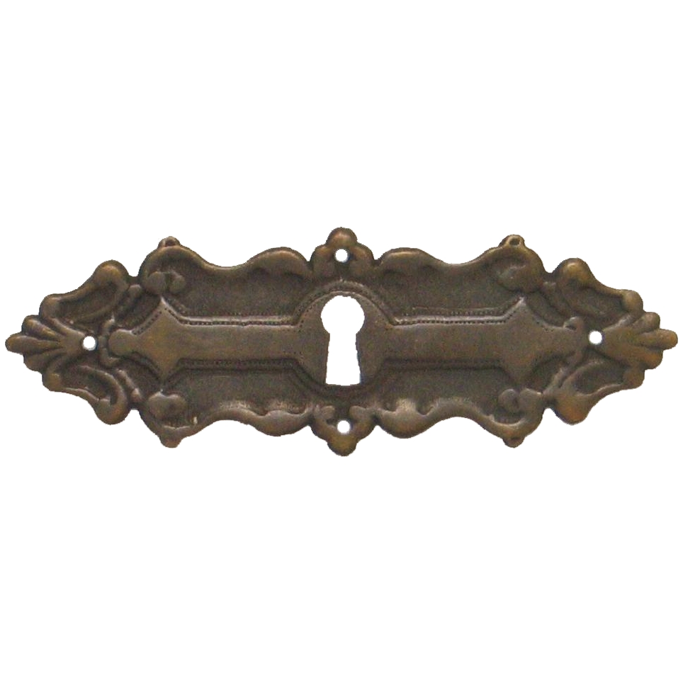 Historismus Möbelschild geprägt - Messing patiniert - 113 x 39 mm der Serie HI001 Bild1 Historismus Möbelschild geprägt Messing MPA 113 x 39mm mit Schlüsselloch Serie HI001 Bild1