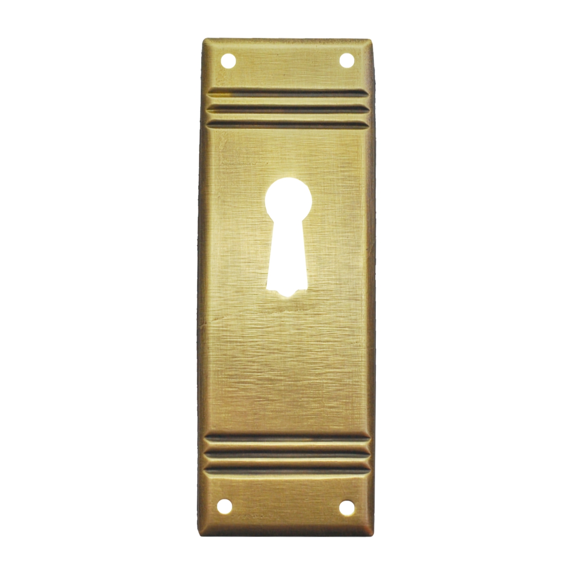 Jugendstil Möbelschild Messing MMA 28 x 80mm mit Schlüsselloch Serie JU004 Bild1