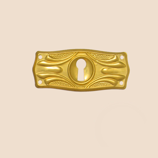 Jugendstil Möbelschild geprägt Messing MMA 70 x 28mm mit Schlüsselloch Serie JU017 Bild1