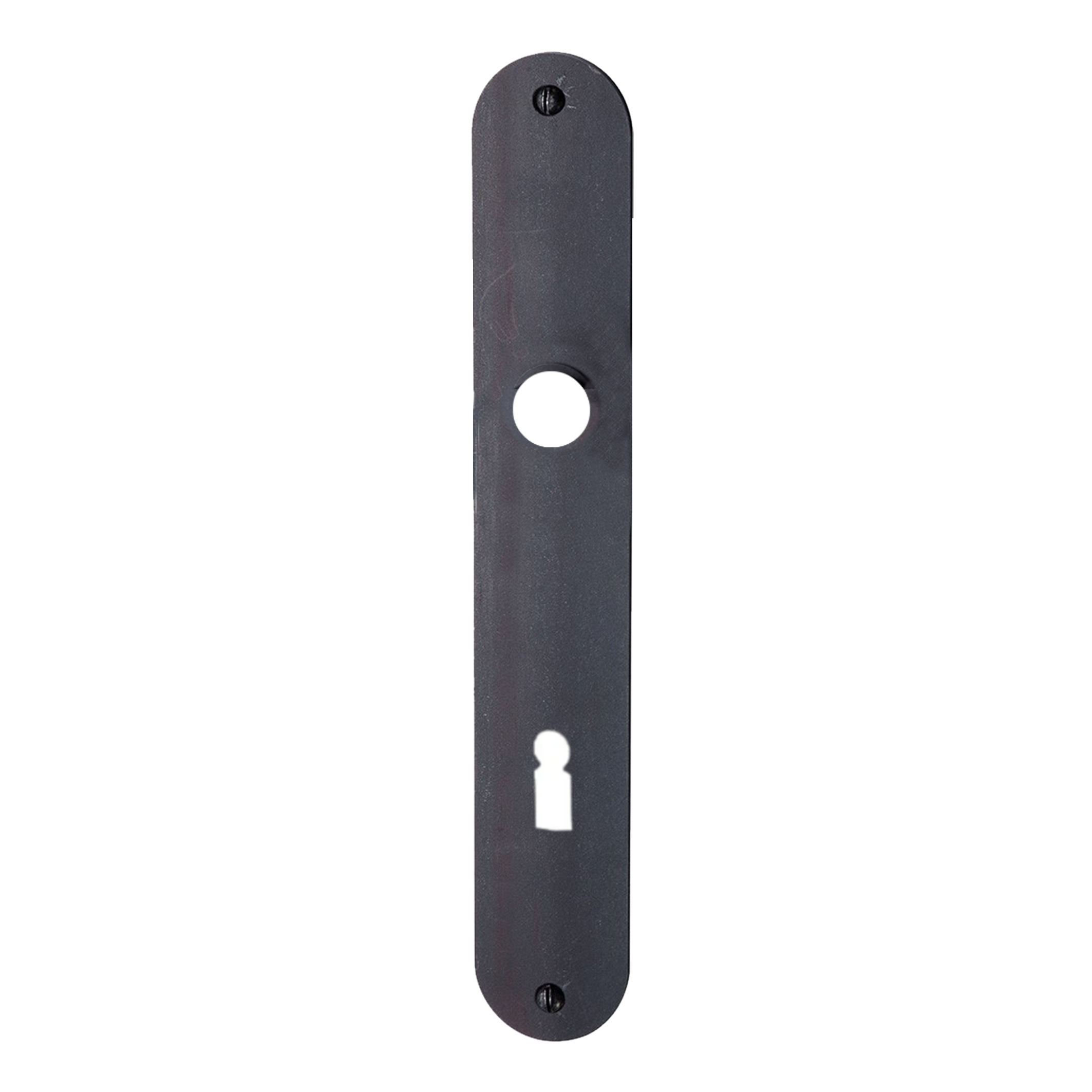 Zimmertürschild Dist. 72 mm BB, Eisen schwarz gebrannt&gewachst  L x B