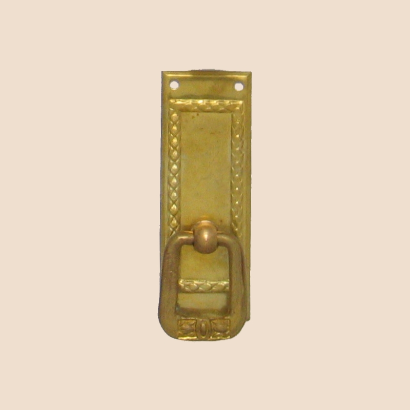 Jugendstil Möbelschild geprägt Messing MPA 24 x 65mm mit Griff Serie JU014 Bild1