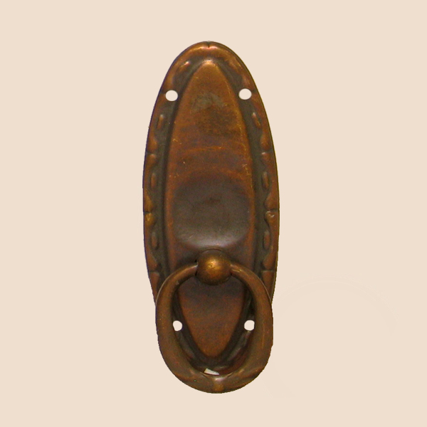Jugendstil Möbelschild geprägt Messing MPG 29 x 80mm mit Griff Serie JU002 Bild1
