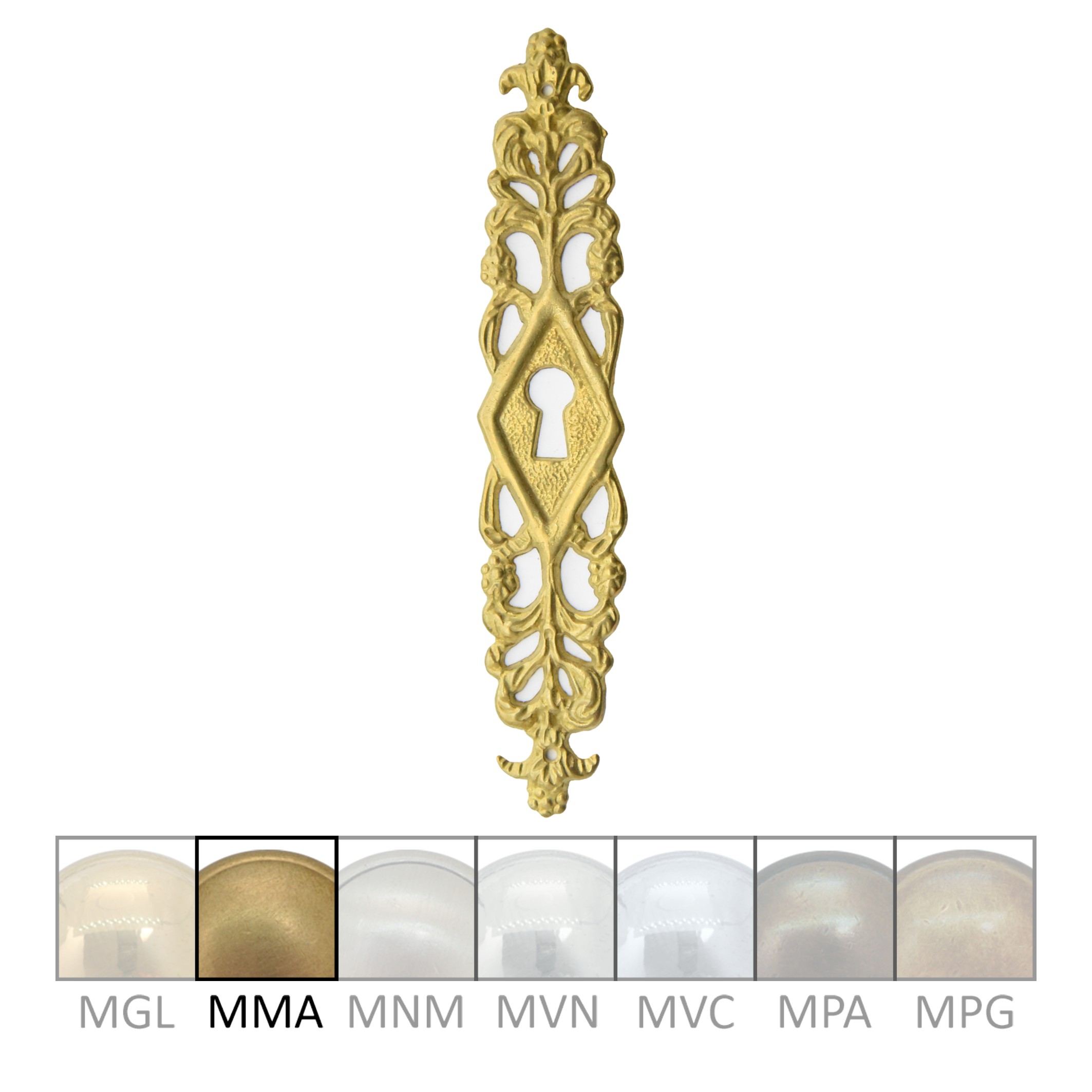 Klassizismus Möbelschild gegossen Messing MMA 25x130mm mit Schlüsselloch Serie KL010 Bild1