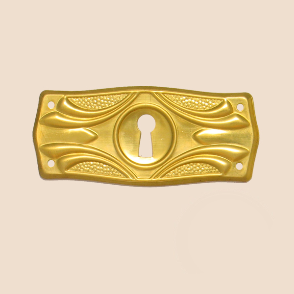 Jugendstil Möbelschild geprägt Messing MPA 90 x 38mm mit Schlüsselloch Serie JU017 Bild1