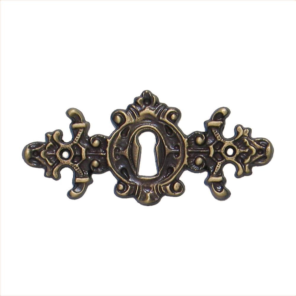 Historismus Möbelschild gegossen Messing MPG 84 x 38mm mit Schlüsselloch Serie HI006 Bild1