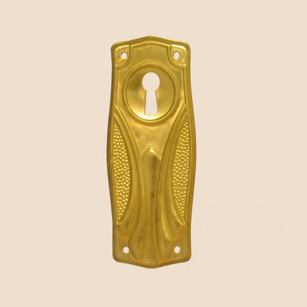 Jugendstil Möbelschild Messing MMA 38 x 90mm mit Schlüsselloch Serie JU017 Bild1
