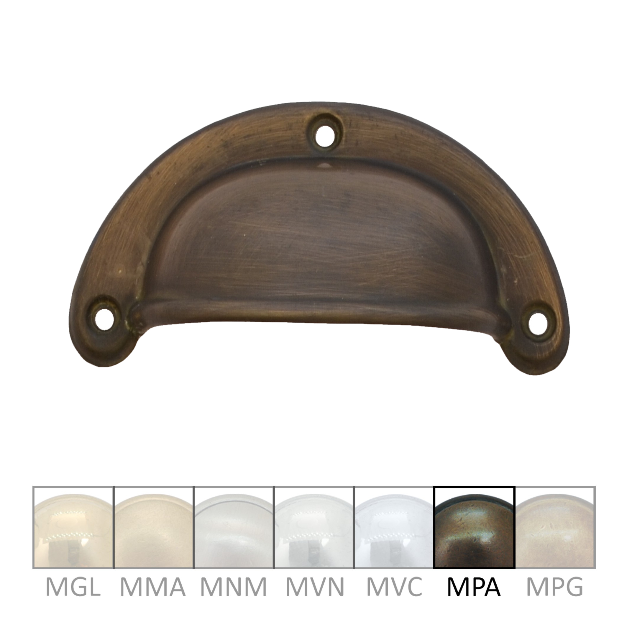 Muschelgriff mit umbördelter Kante Messing MPA 80 x 22mm Serie JU020 Bild1