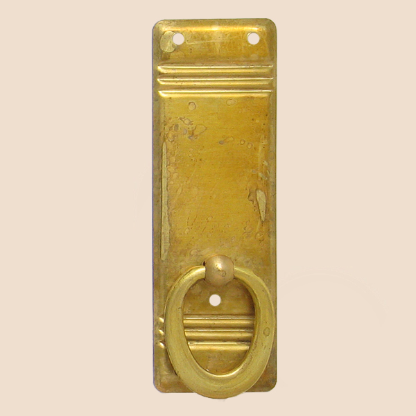 Jugendstil Möbelschild geprägt Messing MPG 30 x 90mm mit Griff rund Serie JU104 Bild1
