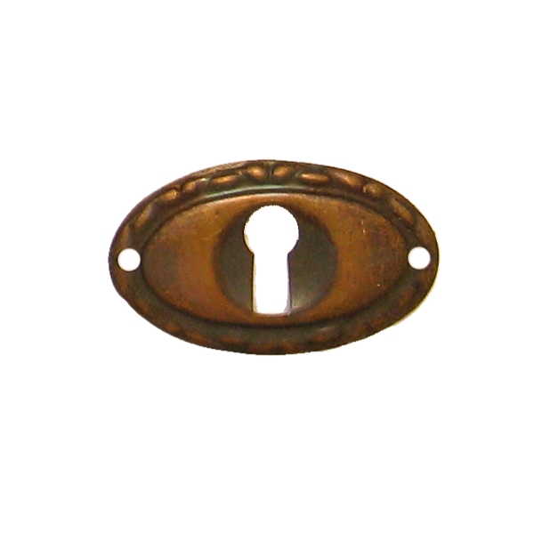 Jugendstil Möbelschild geprägt Messing MPA 37 x 22mm mit Schlüsselloch Serie JU002 Bild1
