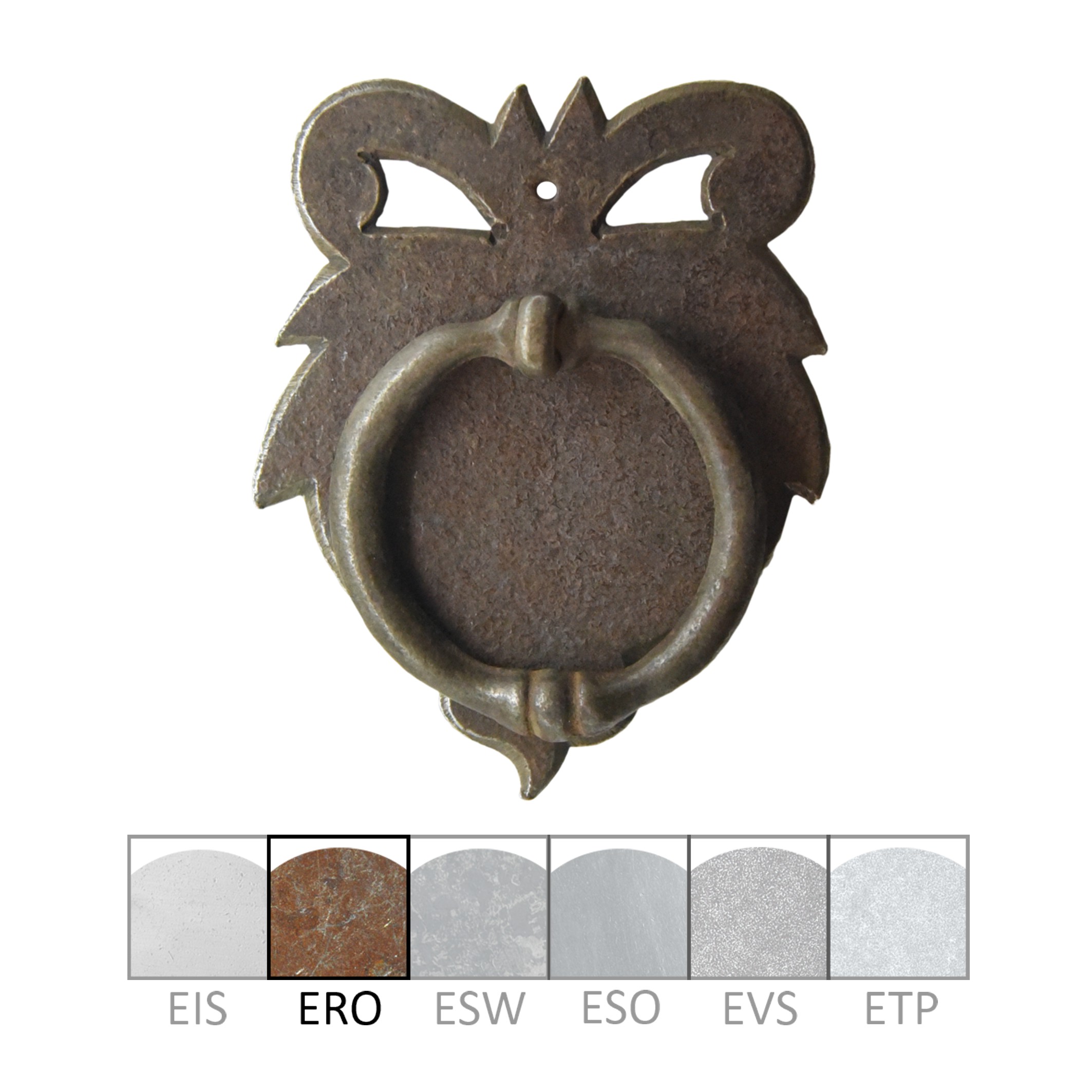 Klassizismus Möbelschild Eisen gerostet ERO 68x85mm mit Schlüsselloch Serie KL112 Bild1