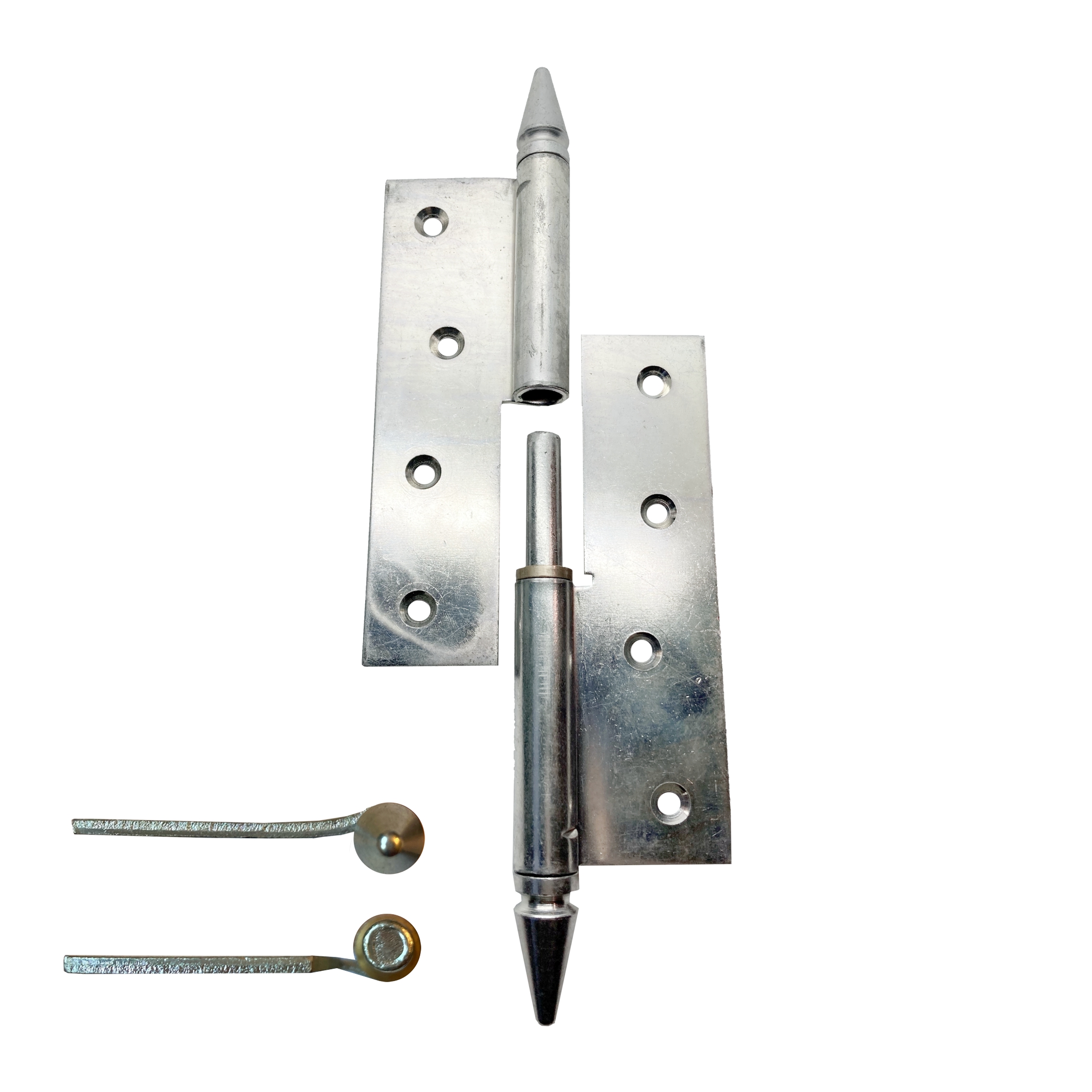 Türaufschraubband fester Stift 140mm rechts mit Zierkopf Spitze - Eisen verzinkt Serie TB003 Bild1