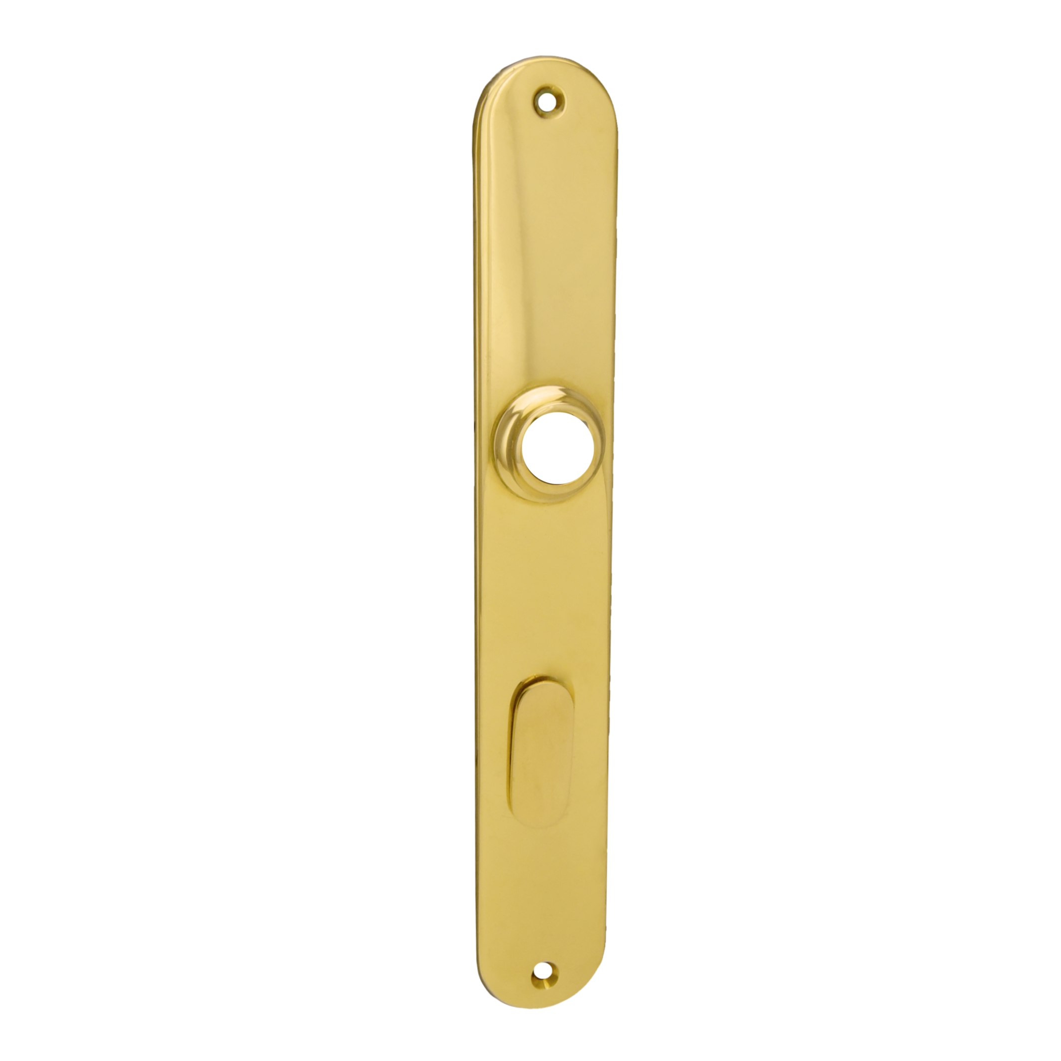 Zimmertürschild Dist. 72 mm BB, Messing glänzend L x B x T