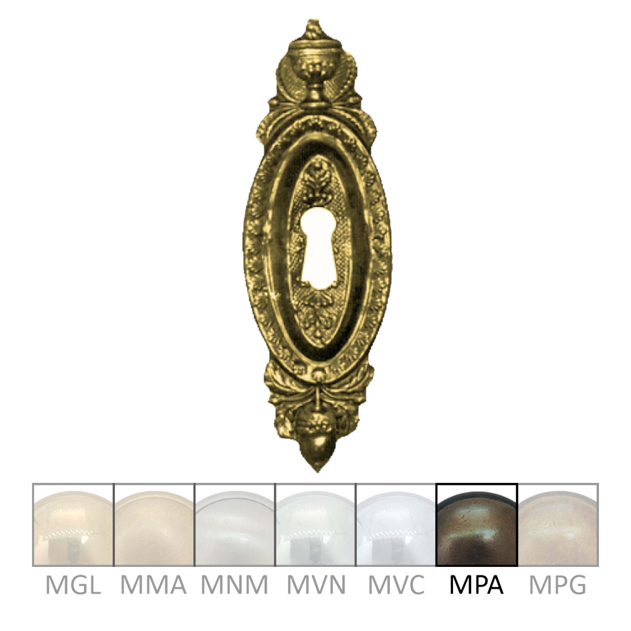 Klassizismus Möbelschild geprägt Messing MPA 43x125mm mit Schlüsselloch Serie KL056 Bild1